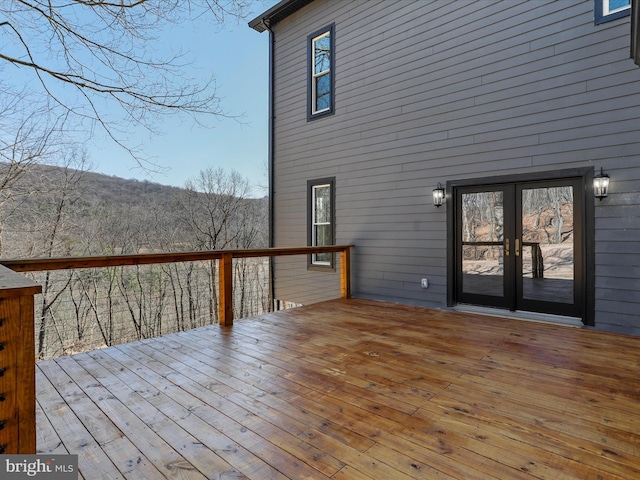 wooden deck with french doors