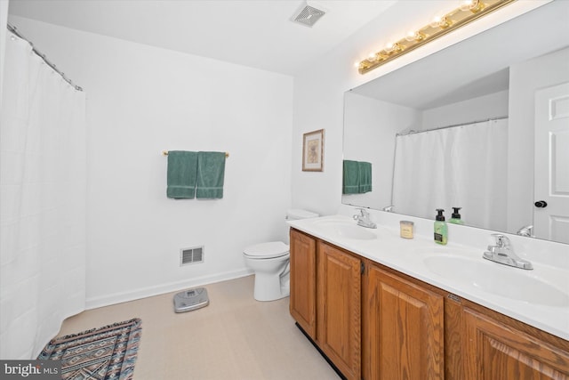 full bathroom featuring a sink, visible vents, and double vanity