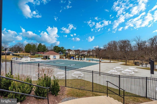 community pool with fence