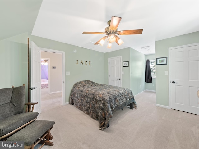 2446 Saint Lukes Rd, Salisbury, MD 21804 - bedroom featuring light carpet, baseboards, and ceiling fan