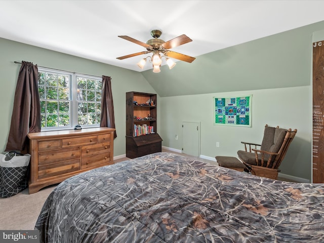 2446 Saint Lukes Rd, Salisbury, MD 21804 - carpeted bedroom featuring lofted ceiling, baseboards, and a ceiling fan