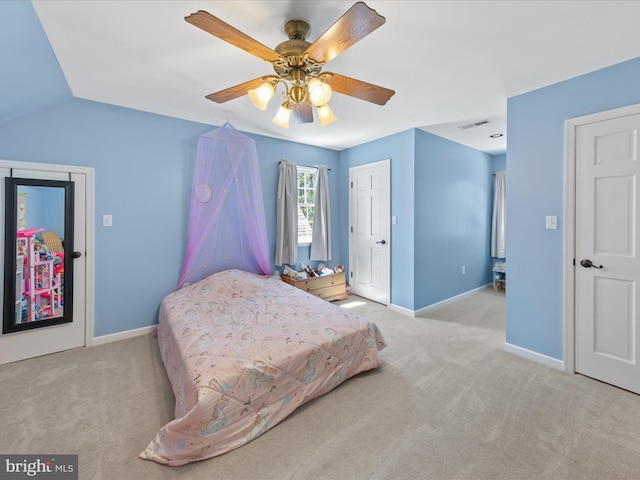 2446 Saint Lukes Rd, Salisbury, MD 21804 - bedroom featuring carpet, baseboards, a ceiling fan, and lofted ceiling
