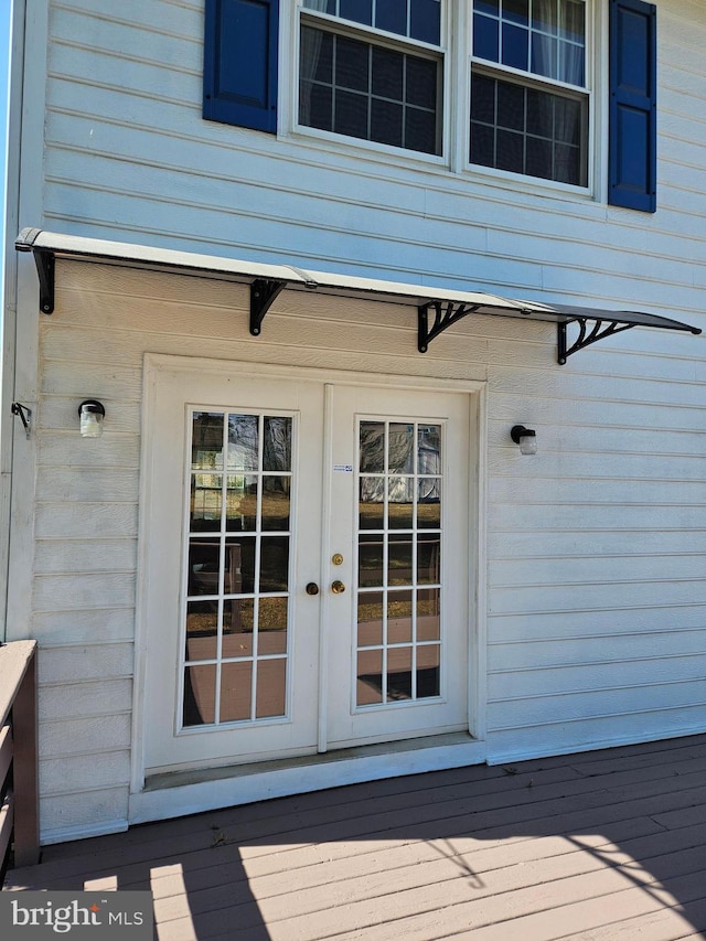 view of exterior entry with french doors