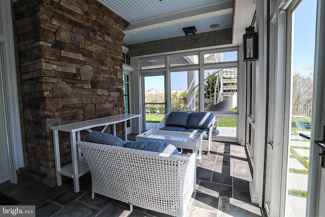 1 103rd St, Stone Harbor, NJ 08247 - sunroom / solarium featuring beamed ceiling