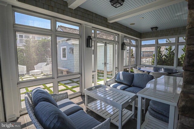 1 103rd St, Stone Harbor, NJ 08247 - sunroom featuring plenty of natural light and beam ceiling