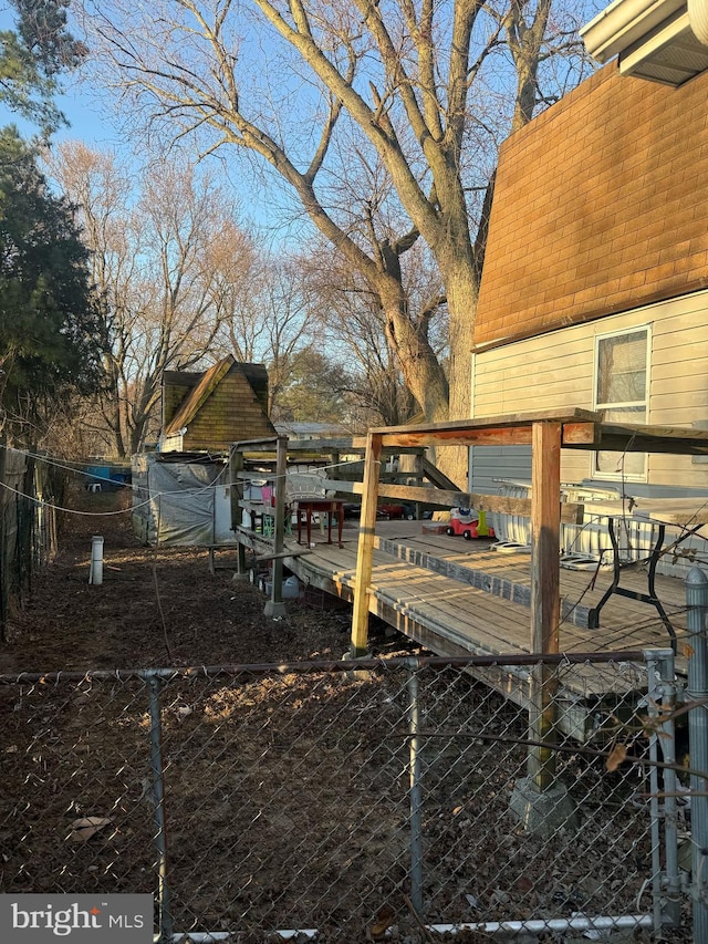 view of yard with a deck