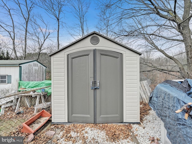 view of shed