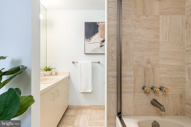 full bathroom featuring vanity and shower / washtub combination