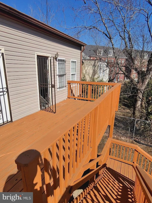 deck featuring fence