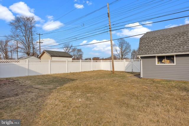 view of yard featuring a fenced backyard