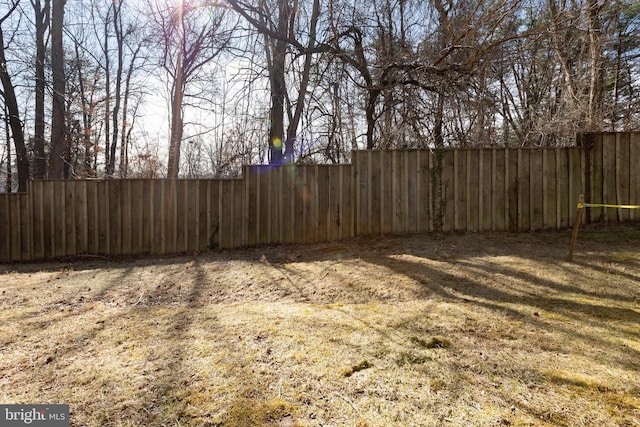 view of yard featuring a fenced backyard