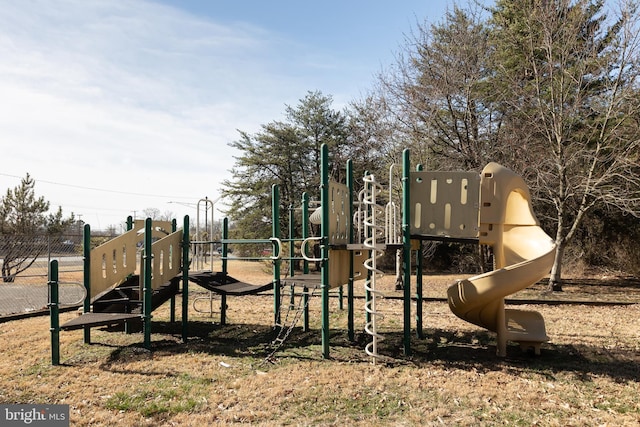 community jungle gym with fence