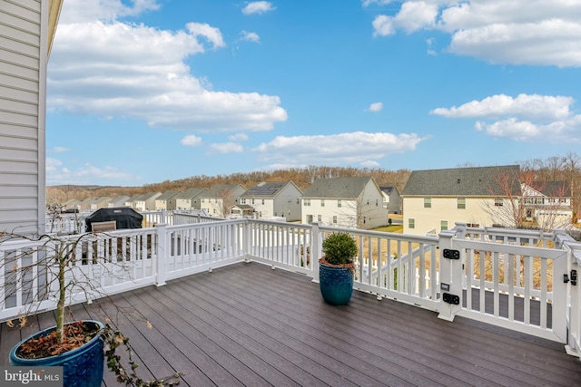 deck with a residential view