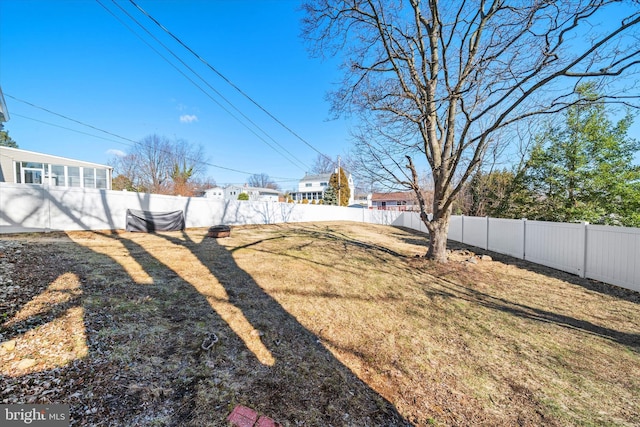 view of yard featuring a fenced backyard