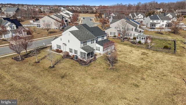 bird's eye view with a residential view