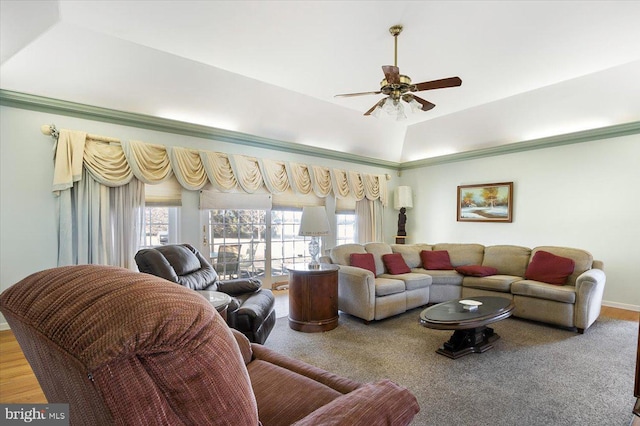 living room featuring ceiling fan