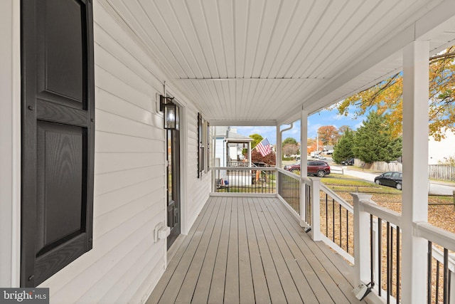 deck with covered porch