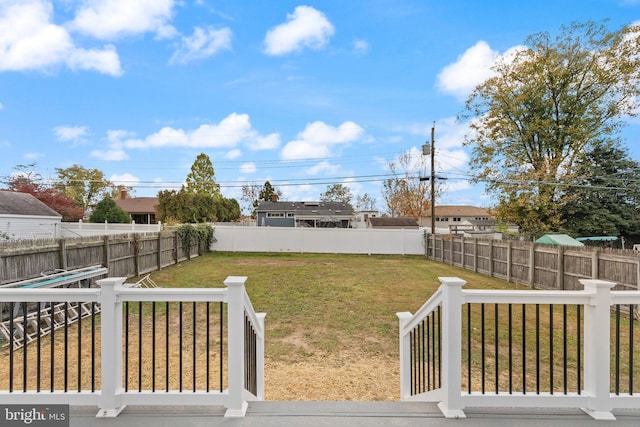 view of yard with a fenced backyard