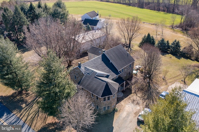 aerial view with a rural view