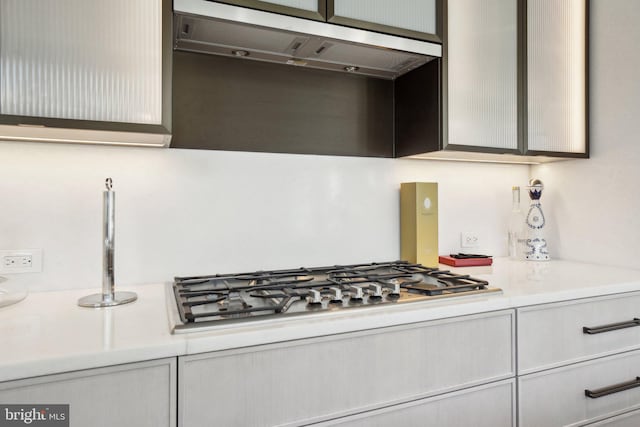 kitchen with stainless steel gas cooktop and light countertops