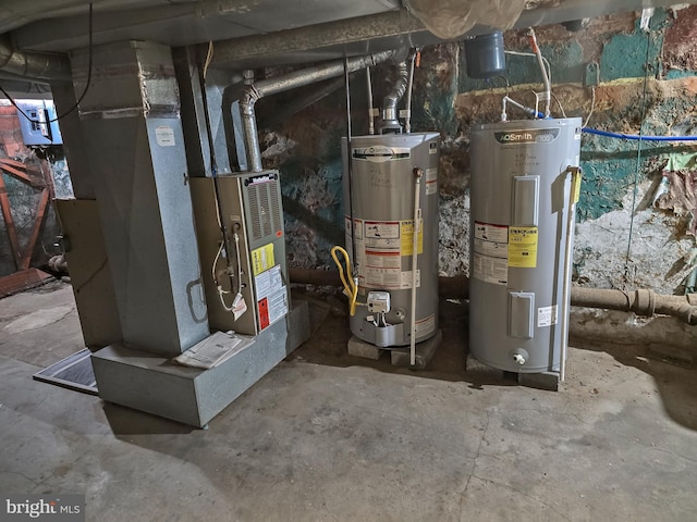 utilities featuring heating unit and water heater