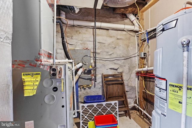 utility room with water heater