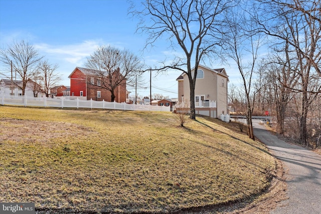 view of yard featuring fence