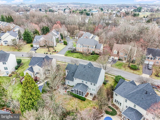 drone / aerial view featuring a residential view