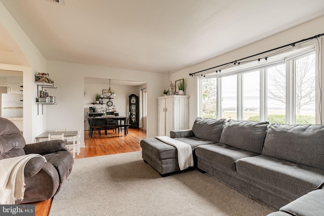 living room with wood finished floors