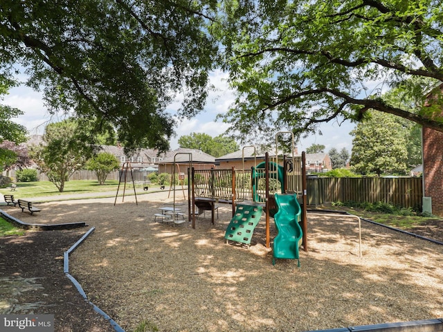 view of playground with fence