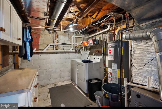 interior space with independent washer and dryer and water heater