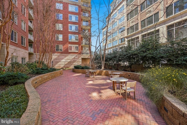 view of community featuring a patio area