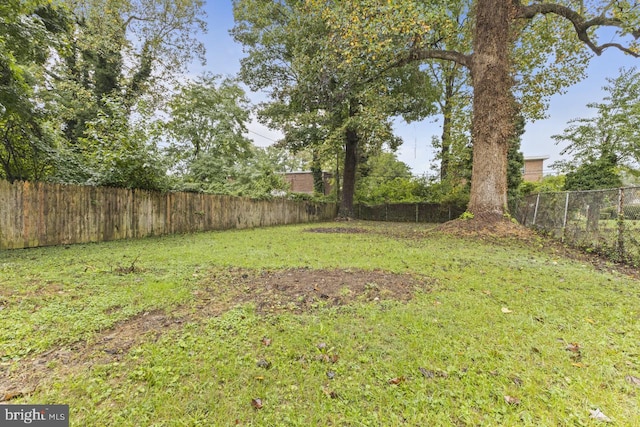 view of yard featuring a fenced backyard