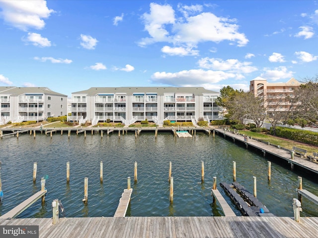dock area featuring a water view