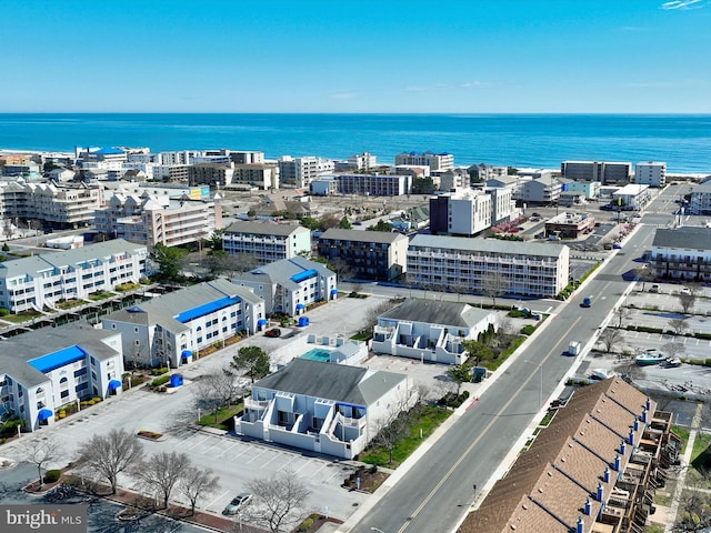 bird's eye view with a water view and a view of city