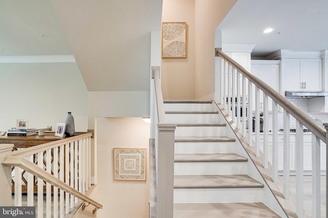 stairway with recessed lighting