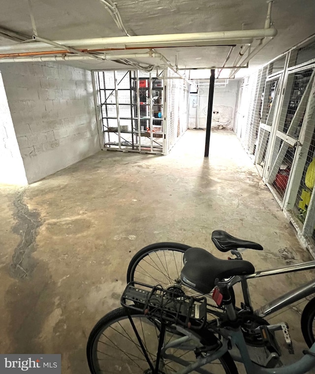 basement featuring concrete block wall