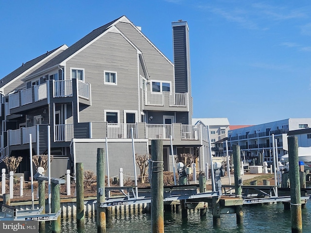 view of dock featuring a water view