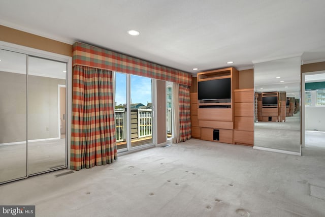 415 14th St Unit 55A, Ocean City, MD 21842 - unfurnished living room featuring carpet flooring, ornamental molding, recessed lighting, and baseboards