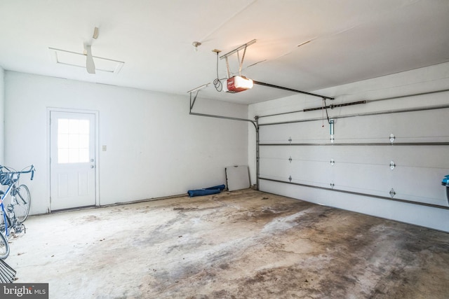 garage with a garage door opener