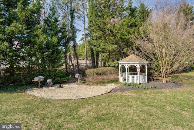 view of yard with a gazebo