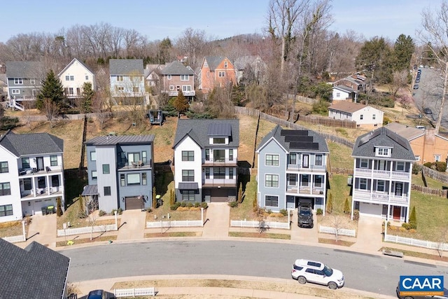 drone / aerial view with a residential view