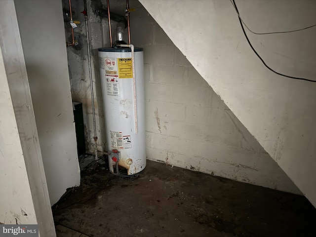 utility room with water heater