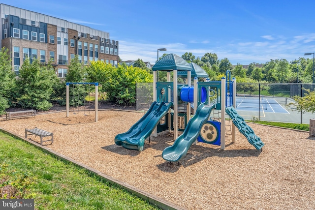 community play area with fence