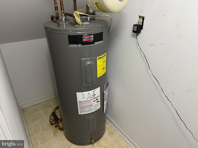 utility room featuring electric water heater