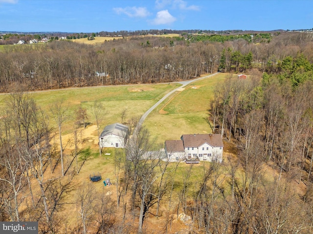 bird's eye view featuring a rural view