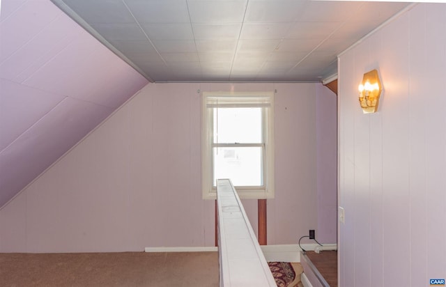 bonus room with carpet and vaulted ceiling