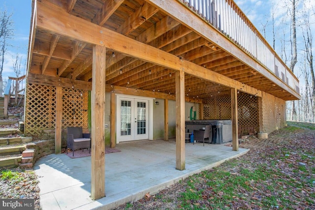 view of patio / terrace featuring french doors