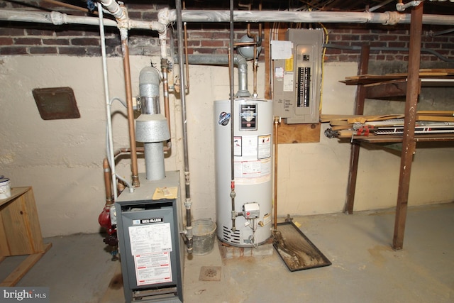 utilities with electric panel and water heater