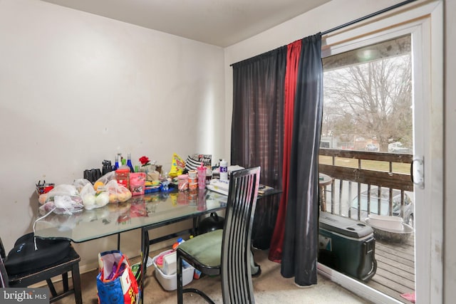 dining room with carpet floors